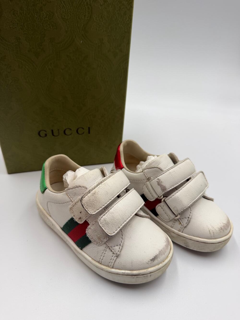 Gucci kids ace leather sneakers size 21 with box